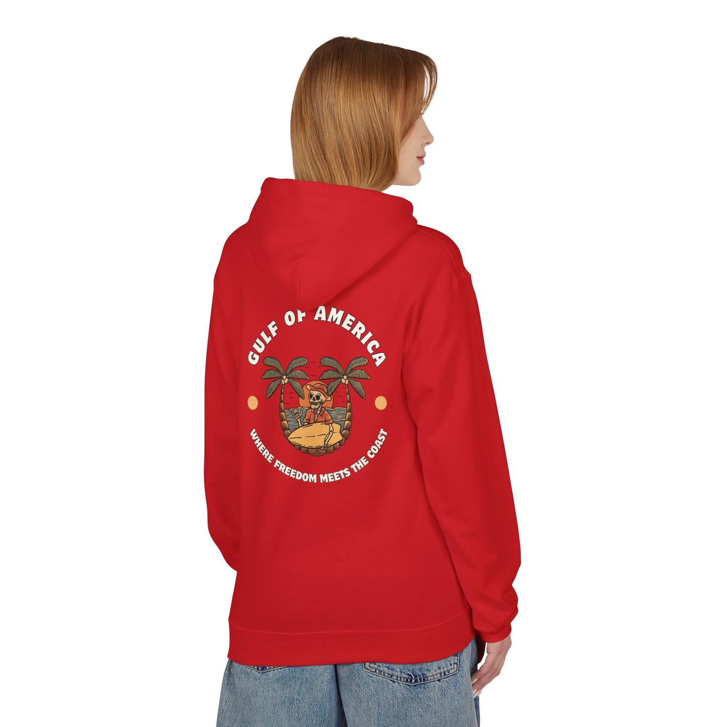 Where Freedom Meets the Coast - Unisex Midweight Softstyle Fleece Hoodie