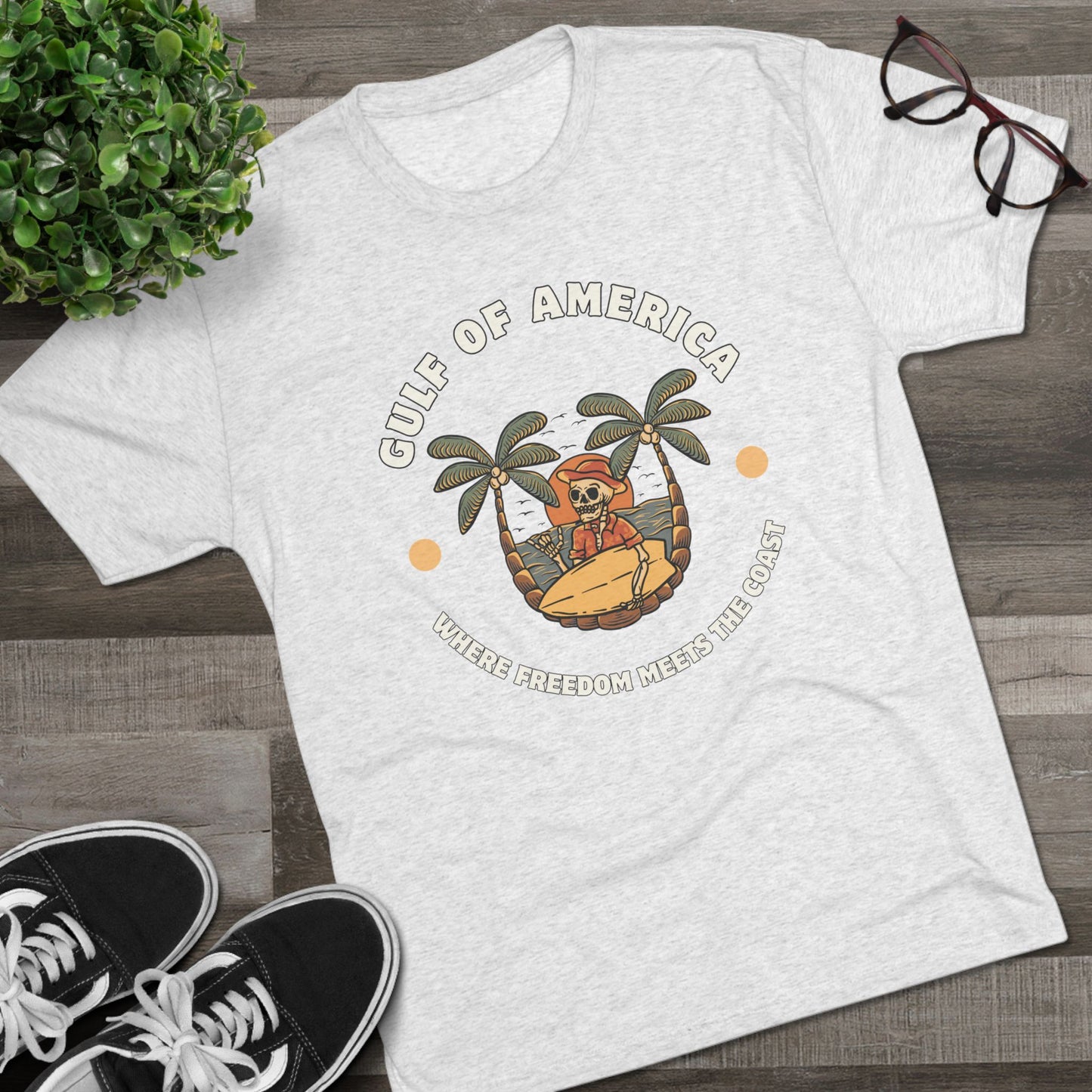 Where Freedom Meets the Coast - Unisex Tri-Blend Crew Tee