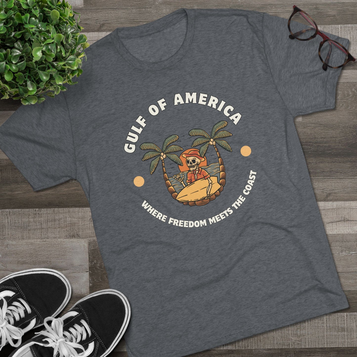 Where Freedom Meets the Coast - Unisex Tri-Blend Crew Tee