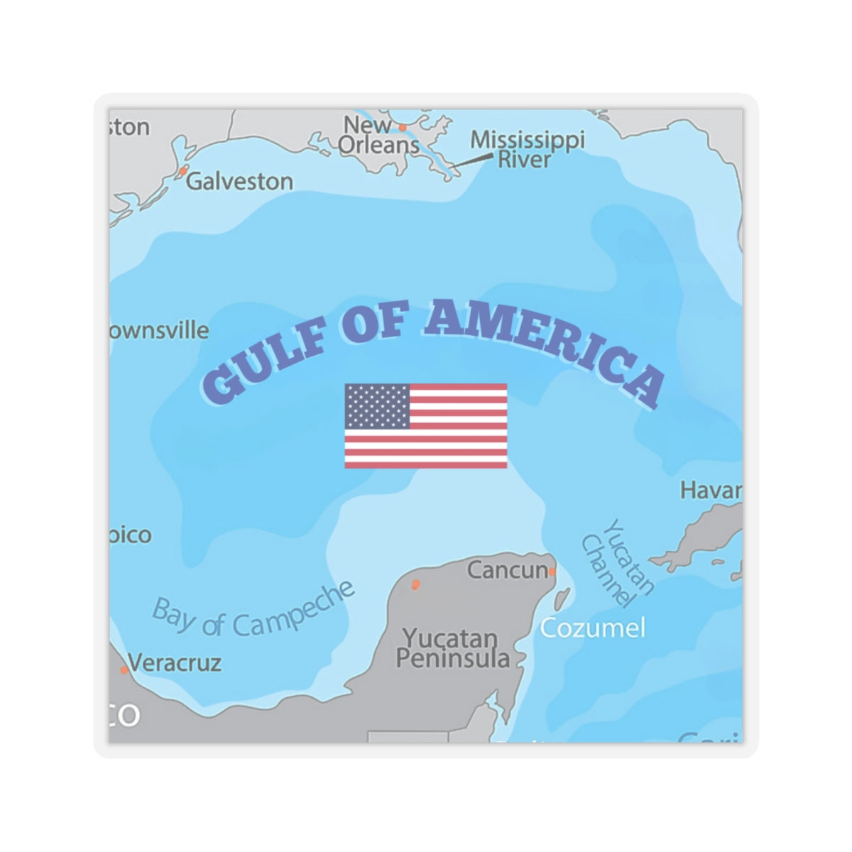 Gulf of America Kiss-Cut Stickers | USA Map Decor |