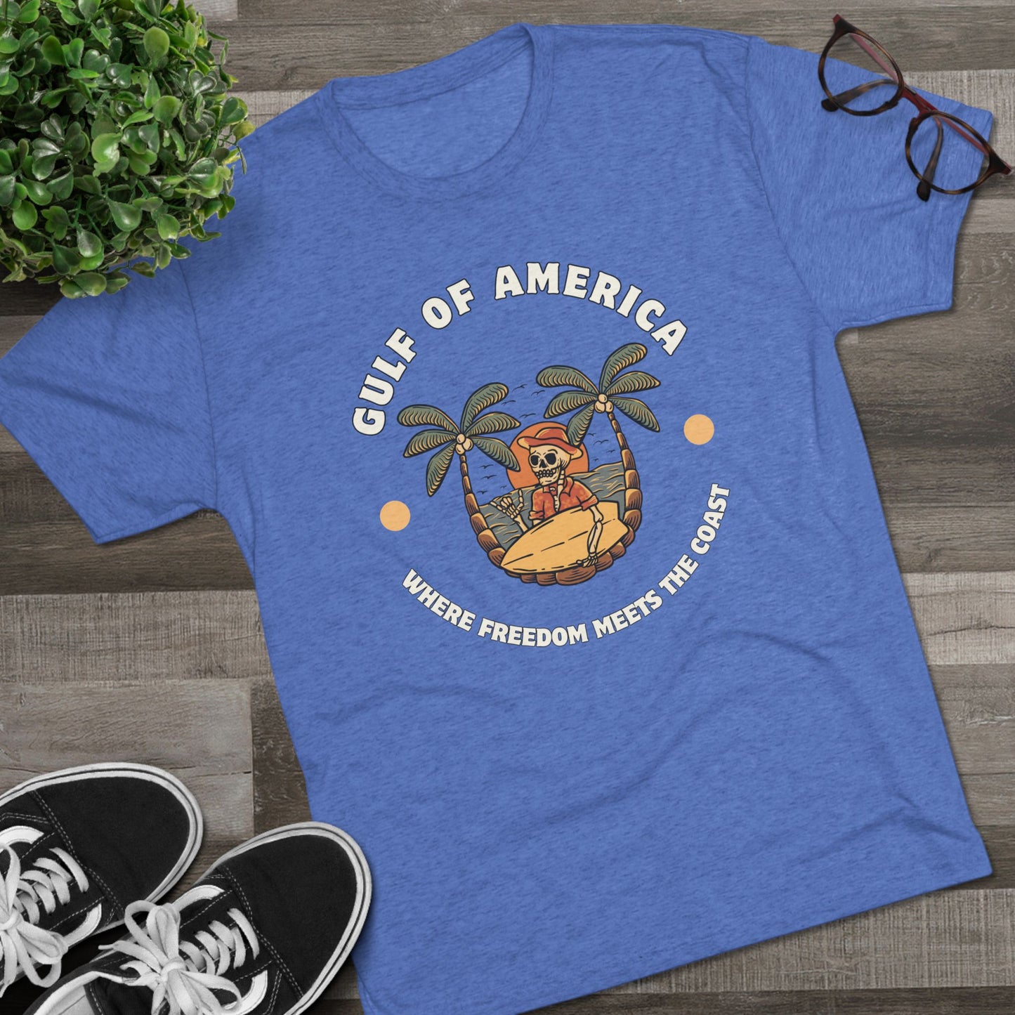 Where Freedom Meets the Coast - Unisex Tri-Blend Crew Tee