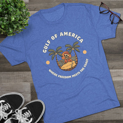 Where Freedom Meets the Coast - Unisex Tri-Blend Crew Tee