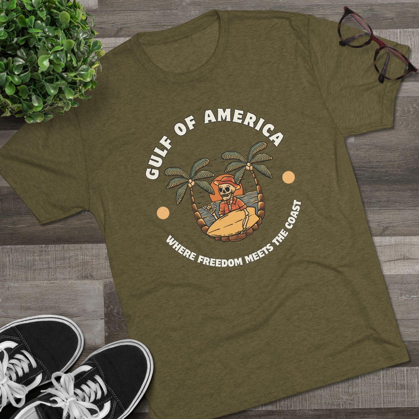 Where Freedom Meets the Coast - Unisex Tri-Blend Crew Tee