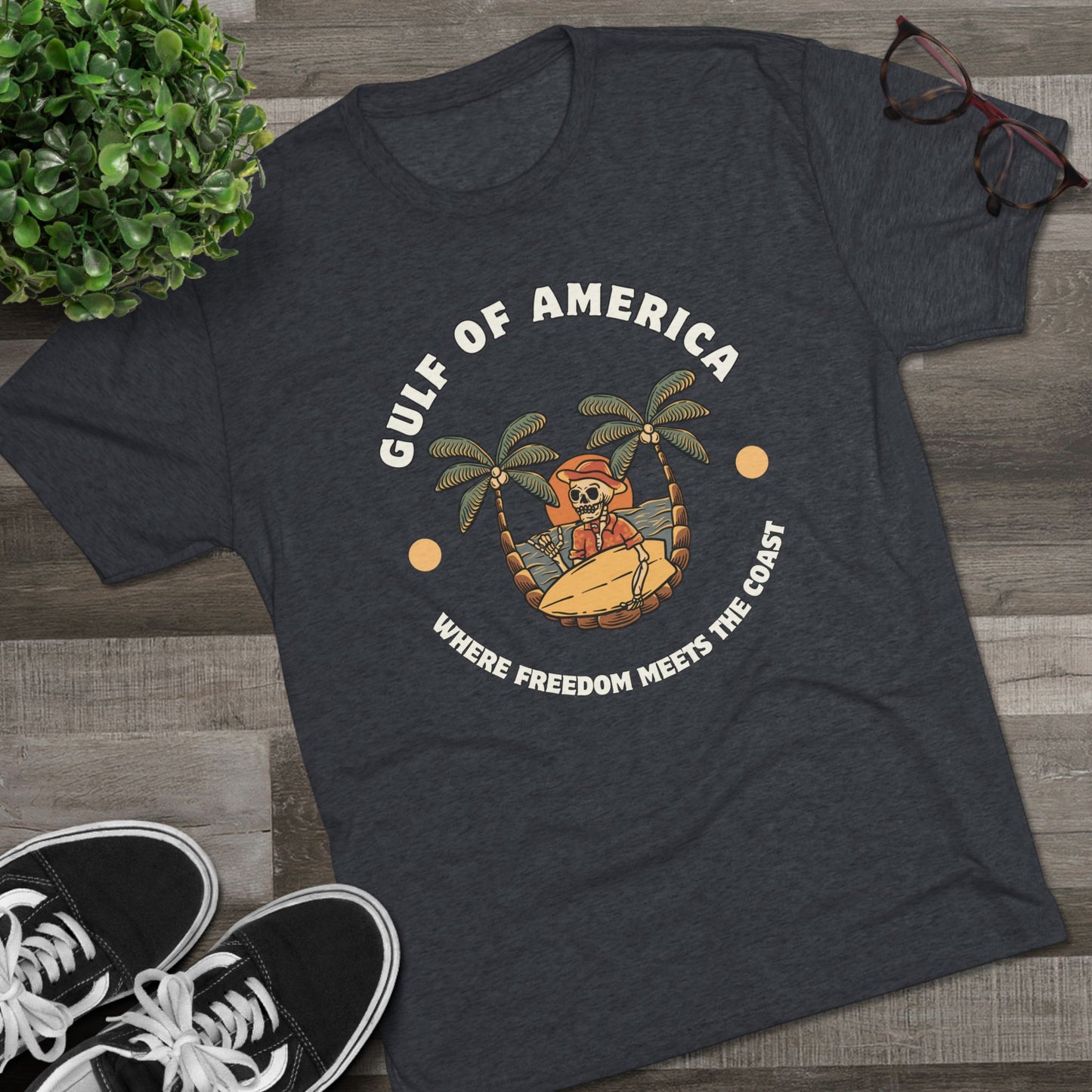 Where Freedom Meets the Coast - Unisex Tri-Blend Crew Tee