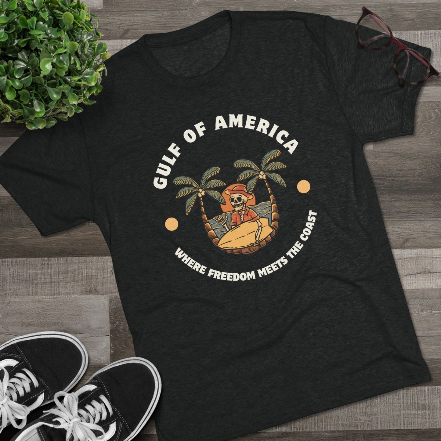 Where Freedom Meets the Coast - Unisex Tri-Blend Crew Tee