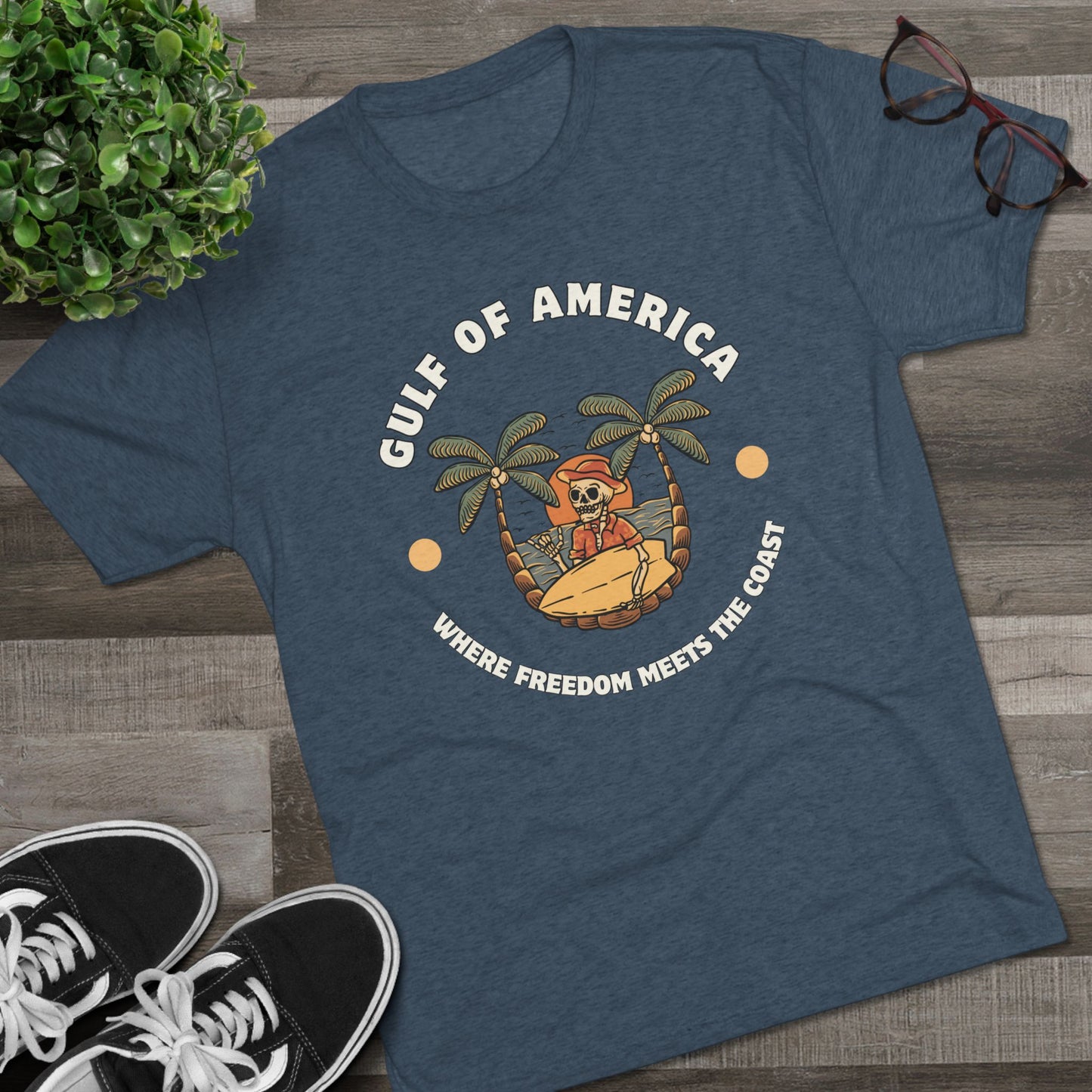 Where Freedom Meets the Coast - Unisex Tri-Blend Crew Tee